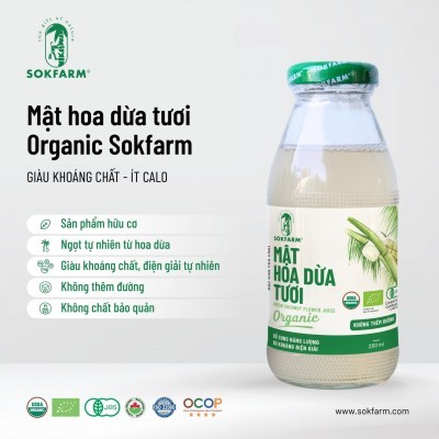 Combo 10 chai  Mật hoa dừa tươi organic Sokfarm 250ml