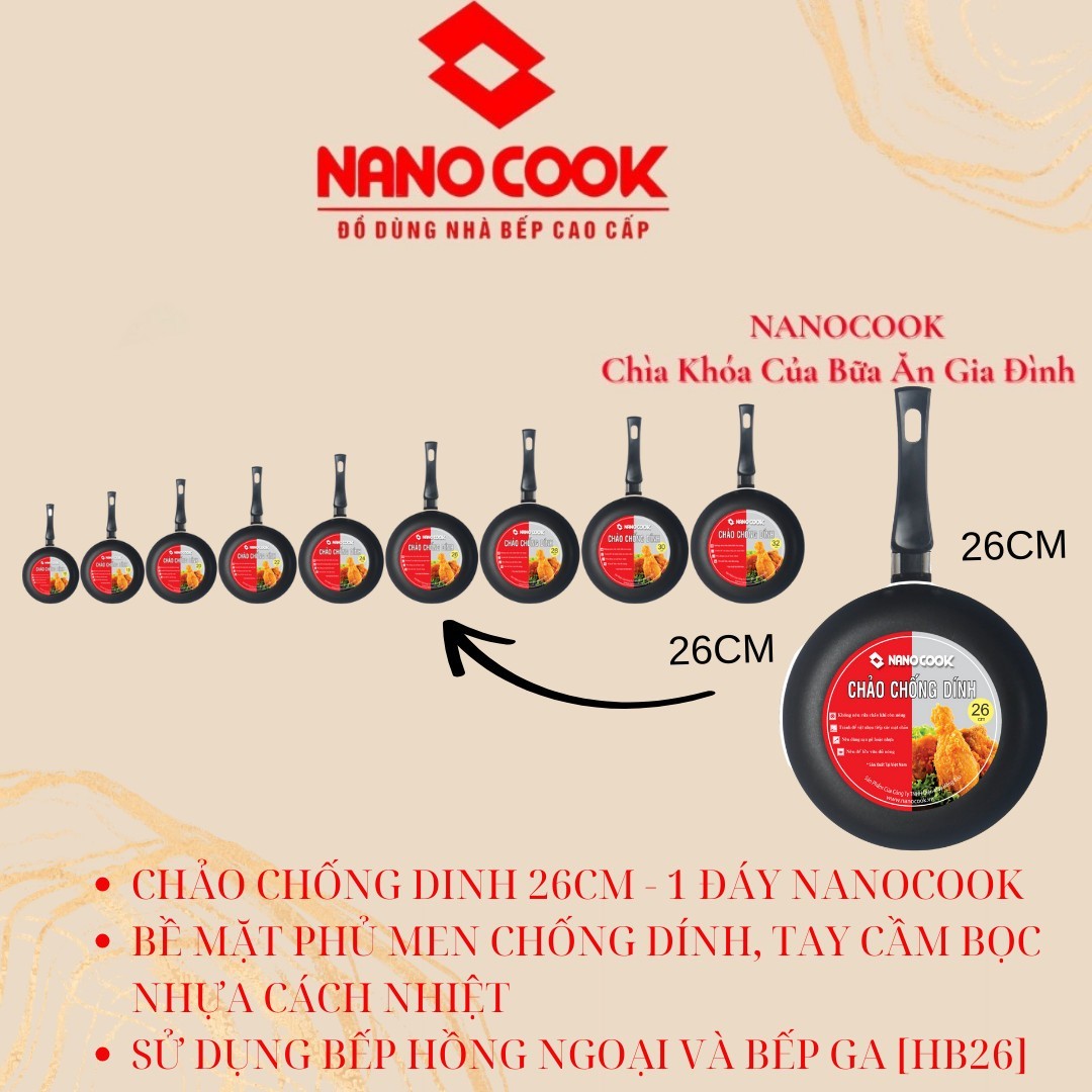 Chảo chống dính Nanocook 26cm HB26 Hệ thống siêu thị hàng Việt