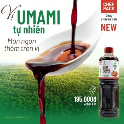 Nước tương mật hoa dừa organic Sokfarm - Dòng chuyên nấu - 1 LÍT