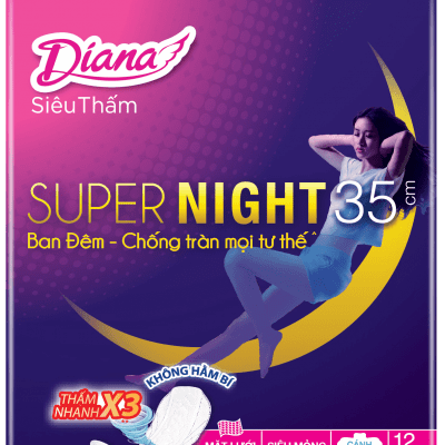 Băng vệ sinh ban đêm Diana Super Night Siêu Ban Đêm 29cm- thùng 48 gói .