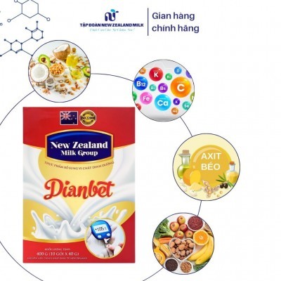 Sữa bột NEW ZEALAND MILK GROUP DIANBET Hộp 400g - Mua 2 hộp được tặng 1 phần quà ngẫu nhiên (1 bộ chén ăn hoa văn cao cấp, 1 ly giữ nhiệt họa tiết,...)