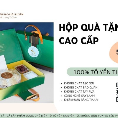 Set quà tặng tổ yến tinh chế cao cấp ( 50g tổ yên tinh chế nguyên tổ, tặng kèm táo đỏ, đường phèn.)