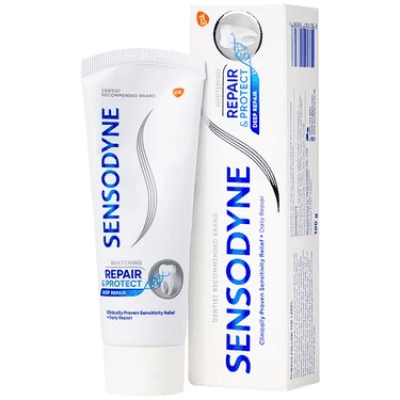 Kem đánh răng Sensodyne Repair And Protect Deep Repair Whitening giảm ê buốt răng, cơ chế phục hồi sâu  - Tuýt 100g