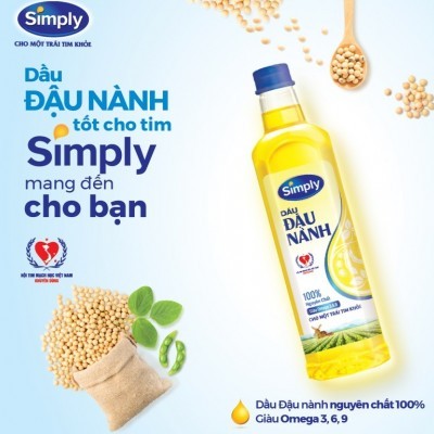 Dầu đậu nành nguyên chất Simply chai 1 lít