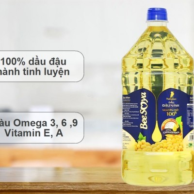 Dầu đậu nành nguyên chất Bee Soya Nakydaco can 2 lít