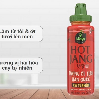 Tương ớt tươi Hàn Quốc Bibigo cay tự nhiên Hot Jang chai 260g