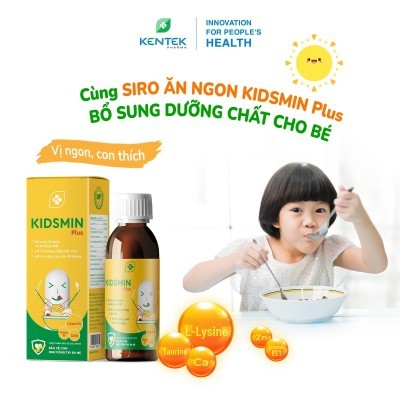 Siro ăn ngon cho bé Kidsmin Plus bổ sung dinh dưỡng, tăng hệ miễn dịch (Chai 100ml)