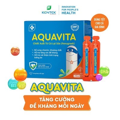 Siro bổ dưỡng Aquavita dành cho bé biếng ăn (Hộp 4 vỉ x 5 ống x 10ml)