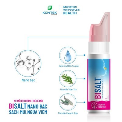 Xịt vệ sinh mũi ưu trương Nano Bạc Bisalt dưỡng xoang dành cho trẻ em (Chai 75ml)