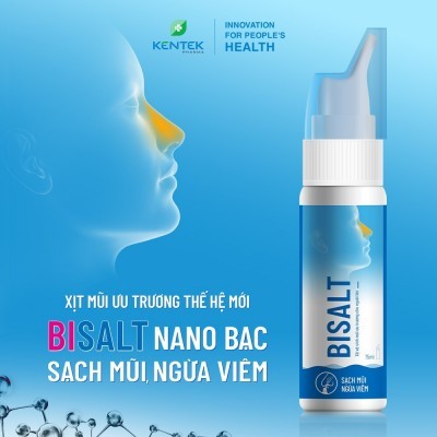 Xịt vệ sinh mũi ưu trương Nano Bạc Bisalt dưỡng xoang dành cho người lớn (Chai 75ml)