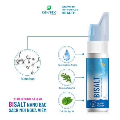 Xịt vệ sinh mũi ưu trương Nano Bạc Bisalt dưỡng xoang dành cho người lớn (Chai 75ml)