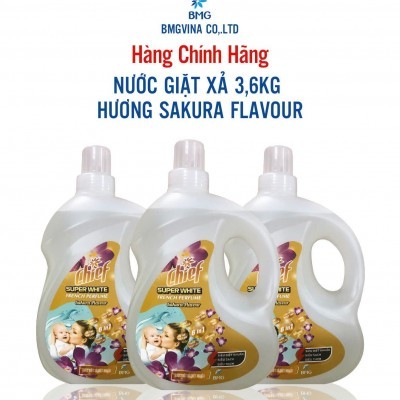 Nước giặt xả Chief Super white 3,6 kg hương Sakura ( Hoa Anh Đào)