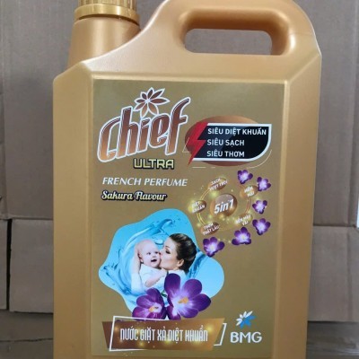 Nước giặt xả Chief  5 in 1 hương Sakura ( Hoa Anh Đào ) - 5kg