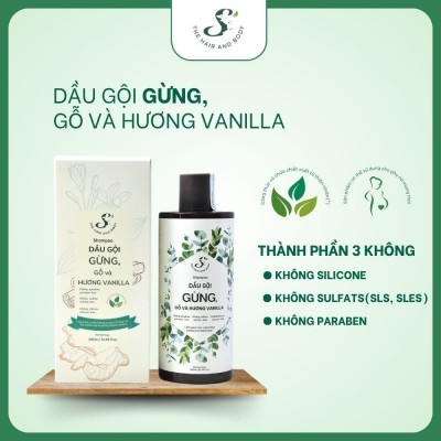 Dầu Gội S The Hair and Body Gừng, Gỗ và Hương Vanilla Thaimina chai 300gr