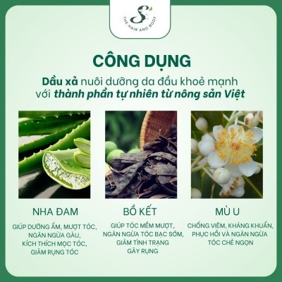 Dầu Xả S The Hair and Body Nha Đam, Bồ kết và Mù U Thamina chai 300g