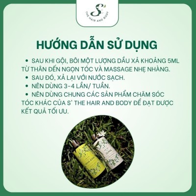 Dầu Xả S The Hair and Body Nha Đam, Bồ kết và Mù U Thamina chai 300g