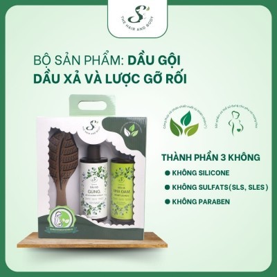 Bộ sản phẩm chăm sóc S’ The Hair And Body Dầu gội Gừng, Dầu xả Nha Đam, Lược Gở Rối Thamina 300ml