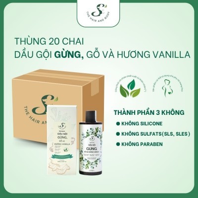 Thùng 20 Chai Dầu Gội Gừng, Gỗ Và Vanilla S’ The Hair And Body 300ML