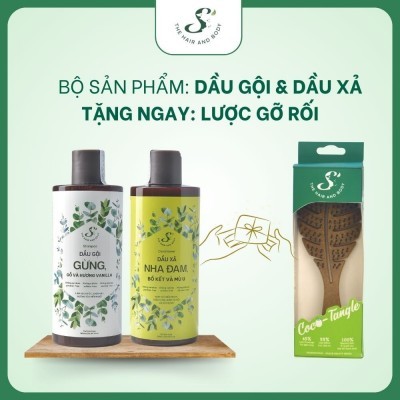 Combo Dầu Gội Gừng và Dầu Xả Nha Đam Tặng Lược Gỡ Rối S’ The Hair And Body