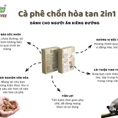 Cà phê chồn hoà tan 2in1 -  G20 Coffee Buôn Mê Thuột - Hộp 10 gói