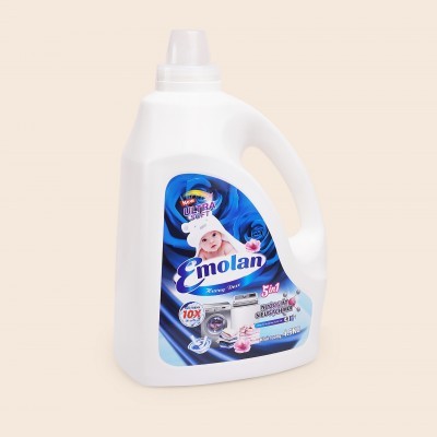 Nước giặt Emolan công nghệ mới đánh bay vết bận mới 5 in 1 hương DNEE 4.5L -  Thùng 4 can.