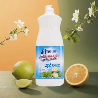 Nước rửa chén Emolan đánh bay dầu mỡ HƯƠNG CHANH 800ml 