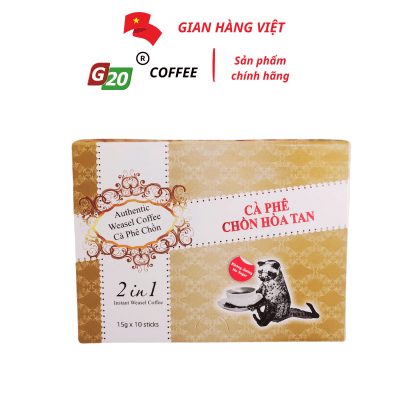 Cà phê chồn hoà tan 2in1 -  G20 Coffee Buôn Mê Thuột - Hộp 10 gói