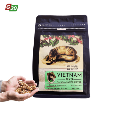 Cà phê chồn G20 Việt Nam 250gr ( Luwak) - G20 Coffee Buôn Mê Thuột - Bịch 250g