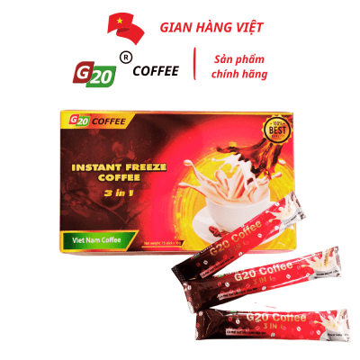 Cà phê hòa tan sấy lạnh 3in1 - G20 Coffee Buôn Mê Thuột - Hộp 15 gói