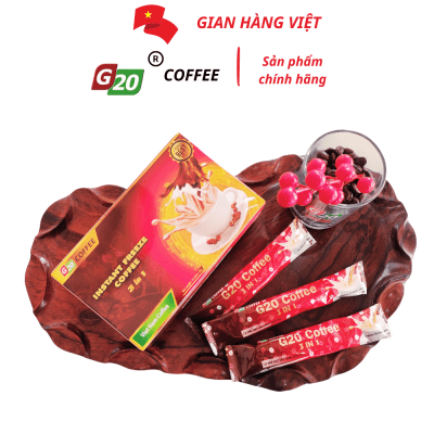 Cà phê hòa tan sấy lạnh 3in1 - G20 Coffee Buôn Mê Thuột - Hộp 15 gói