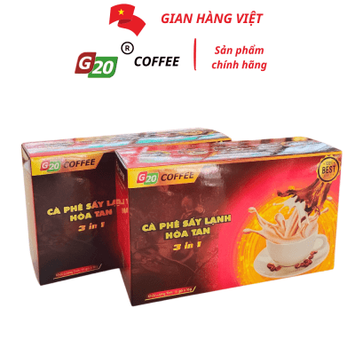 Cà phê hòa tan sấy lạnh 3in1 - G20 Coffee Buôn Mê Thuột - Hộp 15 gói