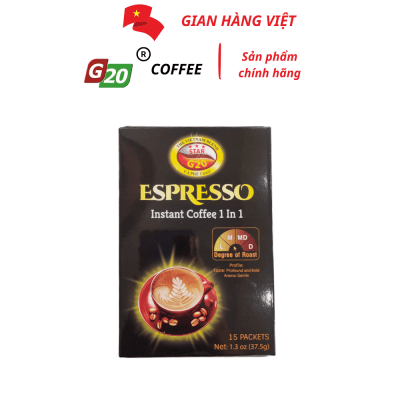 Cà phê hòa tan Expresso - G20 Coffee Buôn Mê Thuột - Hộp 15 gói