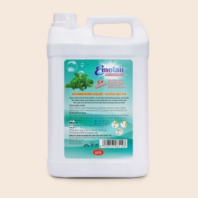 Nước rửa chén Emolan đánh bay dầu mỡ hương BẠC HÀ 5L -  Thùng 4 can.