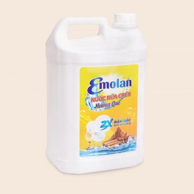 Nước rửa chén Emolan đánh bay dầu mỡ hương QUẾ 5L -  Thùng 4 can.