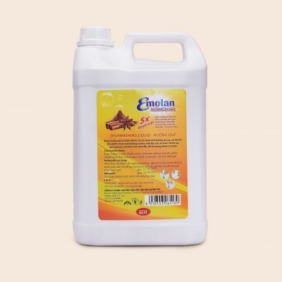 Nước rửa chén Emolan đánh bay dầu mỡ hương QUẾ 5L -  Thùng 4 can.