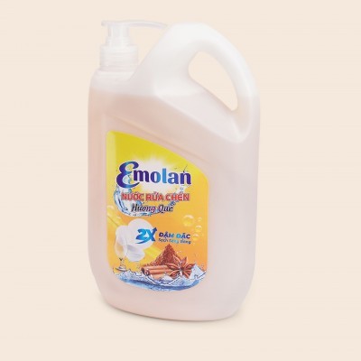 Nước rửa chén Emolan đánh bay dầu mỡ hương QUẾ 2.1L -  Thùng 8 can.