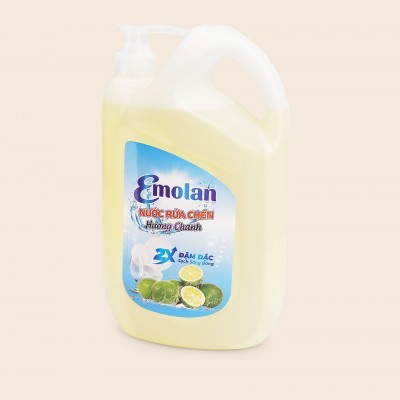 Nước rửa chén Emolan đánh bay dầu mỡ hương CHANH 2.1L -  Thùng 8 can.