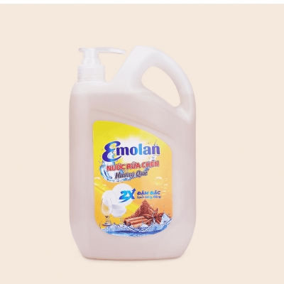 Nước rửa chén Emolan đánh bay dầu mỡ hương QUẾ 2.1L -  Thùng 8 can.