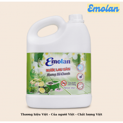 NƯỚC LAU SÀN EMOLAN HƯƠNG CHANH SẢ 3.5L - Thùng 6 can.