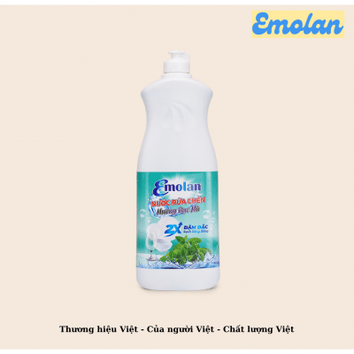 Nước rửa chén Emolan đánh bay dầu mỡ hương BẠC HÀ 800ml -  Thùng 16 can.