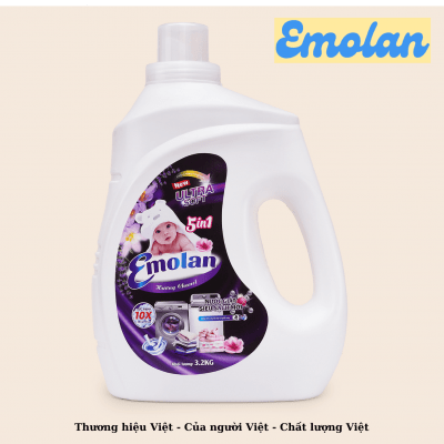 Nước giặt Emolan công nghệ mới đánh bay vết bận mới 5 in 1 hương CHANEL 3.2L -  Thùng 6 can.