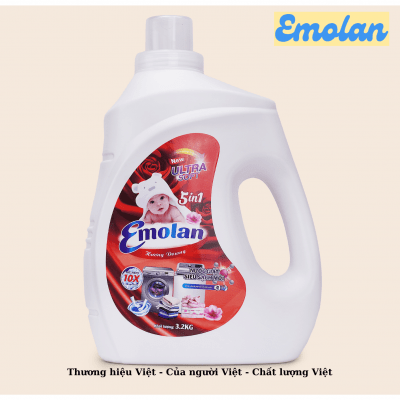 Nước giặt Emolan công nghệ mới đánh bay vết bận mới 5 in 1 hương DOWNY 3.2L -  Thùng 6 can.