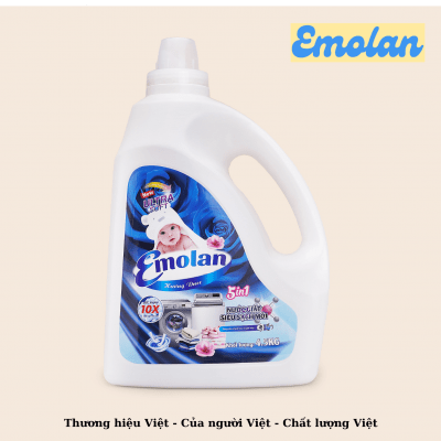 Nước giặt Emolan công nghệ mới đánh bay vết bận mới 5 in 1 hương DNEE 4.5L -  Thùng 4 can.