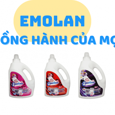 Nước giặt Emolan đánh bay các vết bận cứng đầu trên quần nào hương Downy 4.5L -  Thùng 4 can.