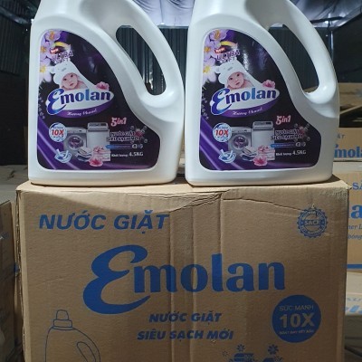 Nước giặt Emolan đánh bay các vết bận dữ màu như mới hương CHANEL 4.5L -  Thùng 4 can.