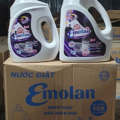 Nước giặt Emolan đánh bay các vết bận dữ màu như mới hương CHANEL 4.5L -  Thùng 4 can.