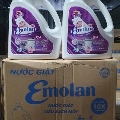 Nước giặt Emolan đánh bay các vết bận dữ màu như mới hương CÁ NGỰA 4.5L -   Thùng 4 can.