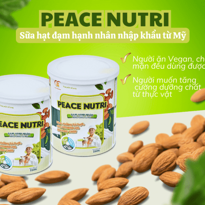 PEACE NUTRI 350g (sữa hạt dinh dưỡng thuần chay đạm hạnh nhân  nhập khẩu từ Mỹ)