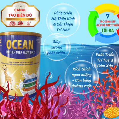 SPDD Ocean mother milk flow OM2 800g ( KHUYẾN MẠI Sữa bột công thức dinh dưỡng dành cho trẻ em từ 1 đến 18 tuổi) ( Tặng ngay 250k( tương đương 1 hộp giấy OM2 khi mua 3 lon tại siêu thị Bảo Lộc; còn 3 xuất 