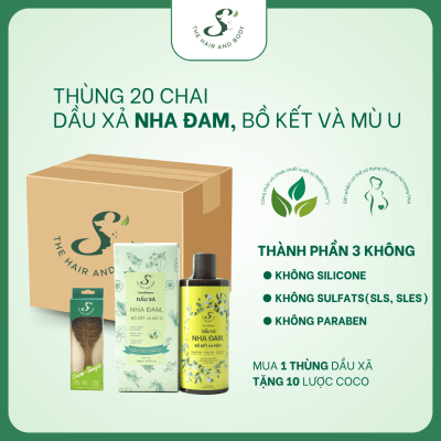 1 Thùng 20 Dầu Gội Gừng 300mL và 1 Thùng 20 Dầu Xả Nha Đam 300mL ( Tặng 25 Lược Gỡ Coco Detangle)